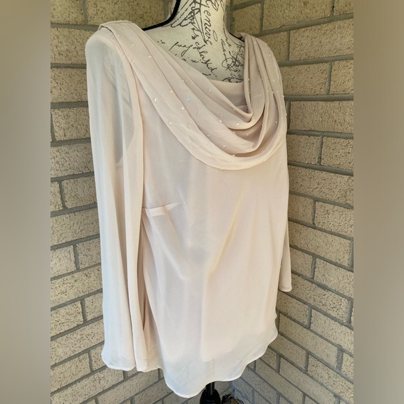 Lane Bryant Formal Drape Front Sparkle Sprinkle Beaded Long Sleeve Formal Blouse - Picture 1 of 17